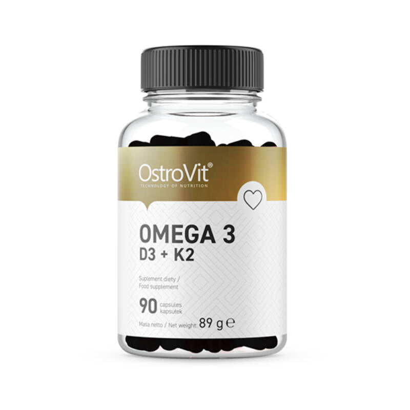 Dầu cá OstroVit Omega 3 Vitamin D3, E, K2 (1000mg dầu cá)