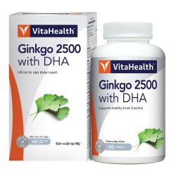 Viên uống bổ não Vitahealth Ginkgo 2500 with DHA- Giúp tăng cường tuần hoàn máu não, hỗ trợ giảm đau đầu, chóng mặt, cải thiện trí nhớ (60 viên)